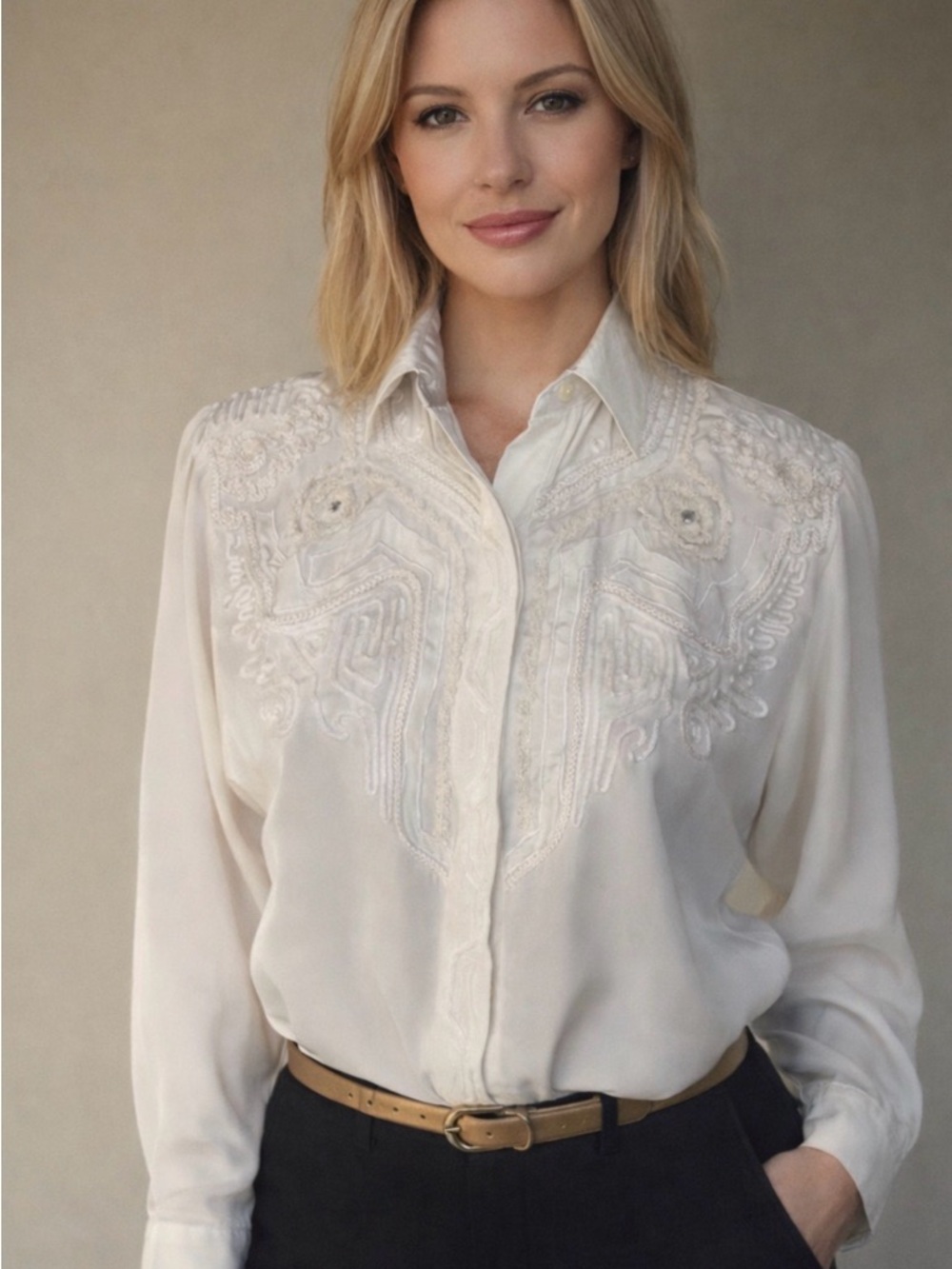 Vintage 80’s Embroidered Button Down Shirt